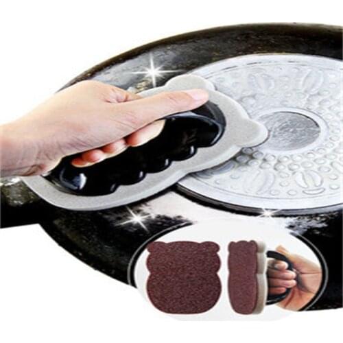 Little hippo with handle emery sponge wipe kitchen rust removal brush pot long handle cleaning brush