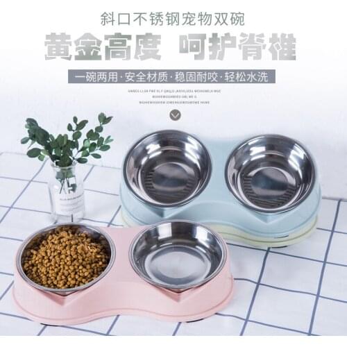 Cat Bowls And Dog Bowls, Stainless Steel Double Bowls For Pets, Feeding Bowls, Automatic Drinking Supplies For Drinking Water