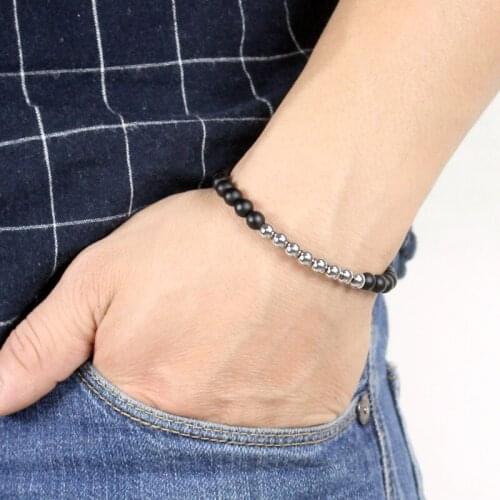 Fashion Simple Frosted/Smooth Round Beads Bracelets For Women Couple Black Bracelet Men Handmade Charm Jewelry For Friend Gift