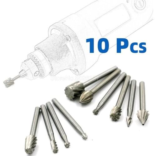 10PCS Set Hss Titanium For Dremel Routing Rotary Milling File Cutter Wood Carving Carved Knife Tools Accessories Mill Router