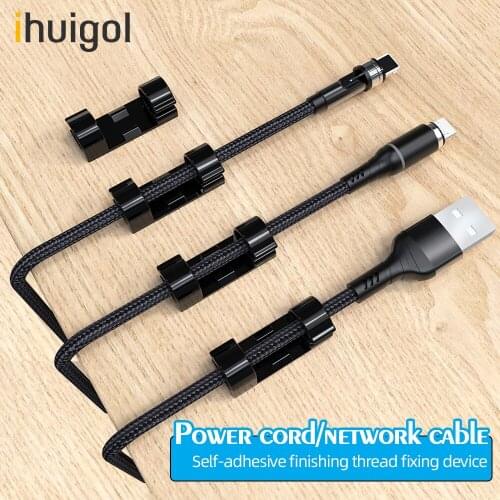 Ihuigol Desktop Organizer Clips Cable Self-Adhesive Cord Holder For Power Car USB Cables Management Wire Winder Sleeve Accessory
