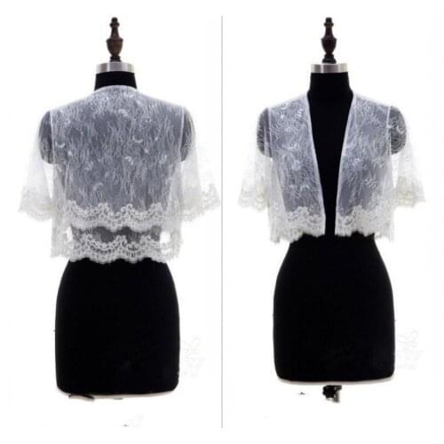 2019 Latest Wedding Jacket White Ivory Bridal Bolero Jackets Wedding Top Lace Half Sleeve Wedding Wrap