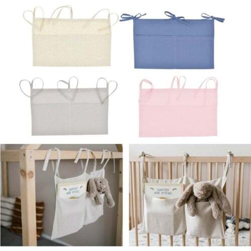 Baby Crib Organizer Bed Hanging Storage Bag For Baby Essentials Multi-Purpose Baby Bed Organizer Hanging Diaper Toys Tissue