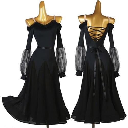 Off-Shoulder Ballroom Dance Dress Customized Girls Women Professional Competition Clothes Rumba Samba Performance Wear YS2213