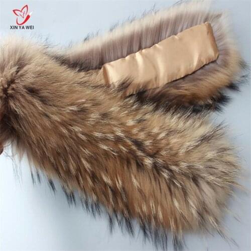 Hot Sale Natural Fur Winter 100% Raccoon Fur Real Collar & Womens Scarfs Fashion Coat Sweater Scarves Fur Collar 70cm 75cm 80cm