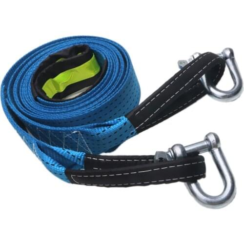 Blue Heavy Duty Tow Strap with Safety Hooks - 17,636 LB Capacity Nylon