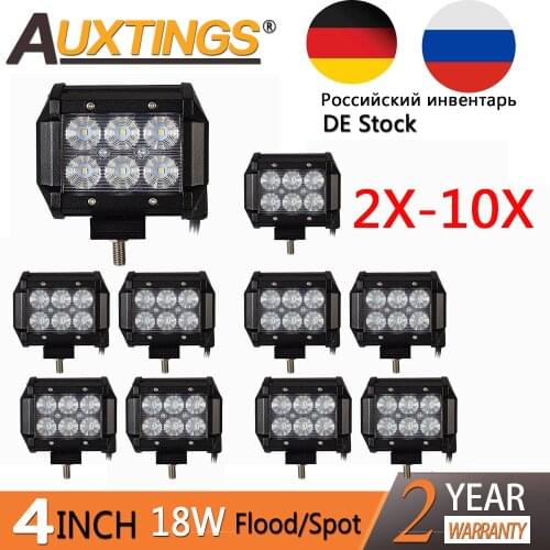 Auxtings 2X 4X 10X PCS 4Inch 18W LED Work Light 12V Work Lamp 4'' Light Bar Spot Flood For Boat Truck Tractor 4x4 Offroad Car