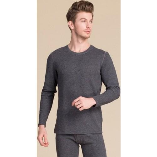 Silk Brushed Round Neck Thermal Underwear Cover Men 100% Silk and Plush Thickened Bottomed Autumn Clothes and Autumn Pants 8100