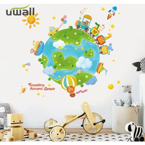 Creative Cartoon Travel World Wall Sticker Kids Bedroom Decoration Baby Room Decor Self-Adhesive Wall Stickers Home Wall Decor