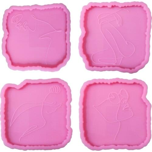 U90E Body Line Art Irregular Coaster Epoxy Resin Mold Cup Mat Mug Pad Silicone Mould DIY Crafts Home Decorations Casting Tools