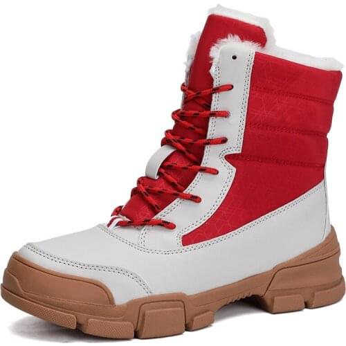 Women Snow Boots Mid-Calf Winter Waterproof Non-slip Lace Up Platform Short Plush Warm Female Shoes Fur Plus Size 35-42