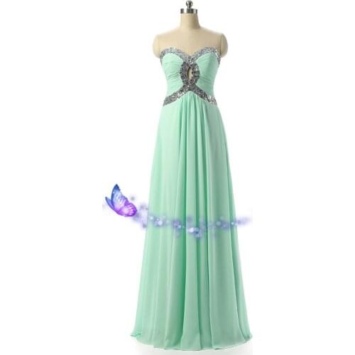 Sexy sweetheart cheap long prom 2018 new fashion real photos chiffon crystal sequined Special Occasion weddings bridesmaid dress