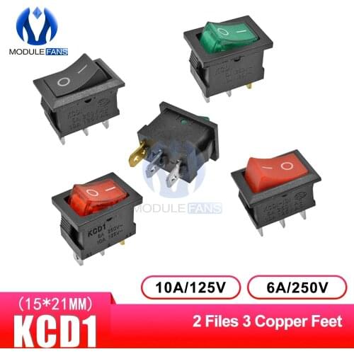 10PCS/Lot KCD1 Rocker Switch Boat Power Switch 2 Position 3 Pin 3P 3Pin Light Switch 6A 250VAC/10A 125VAC