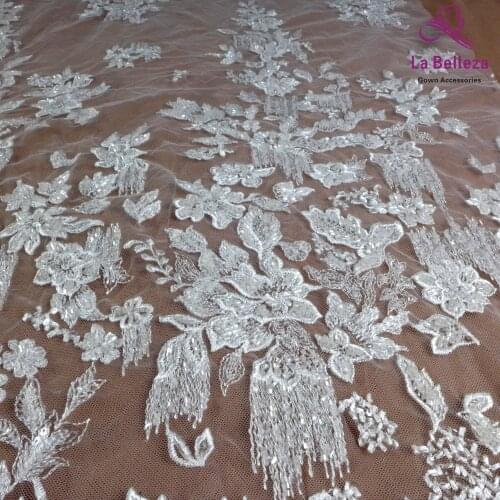 2021 new lace fabric,1 Yard off white lace,heavy beading lace fabric,flowers lace,good quality lace
