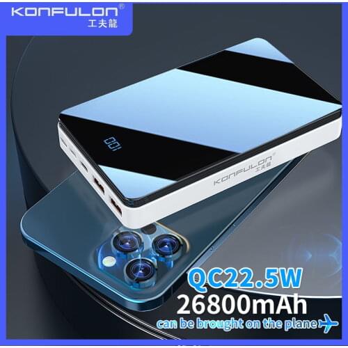 26800 Mah Led PowerBank QC 22.5W Chargerable Power Bank USB Type C 18 W External Power Bank For Iphone 12 Huawei xiaomi One Plus