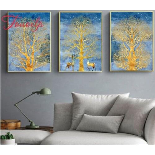 3pcs Fortune deer tree ,diamond painting cross stitch,diamond embroidery crafts.diamond mosaic home decoration,Abstract Painting