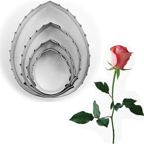 4Pcs/set Rose Green Leaves Cutting Mold Fondant Print Cookie Cutter Cupcake Baking Mold Kitchen Accessories Cake Tool A801