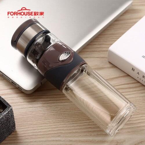 400ml Large-capacity Portable Tea Separation Cup Double Glass Mug Water Bottle