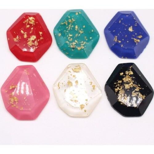 5pcs Retro Irregular Polygon Resin Earring Flat Back Cabochon Bead Diy Crafts Hairpin Hair Rope Patch Beads Wedding Jewelry Make