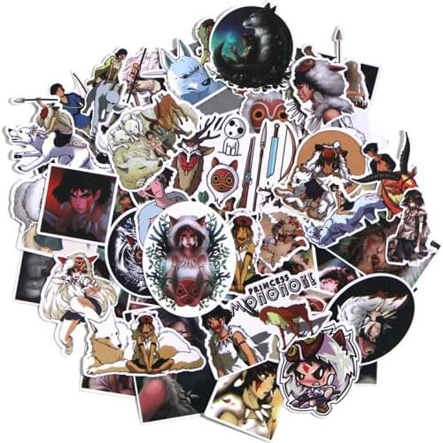 52pcs/set Princess Mononoke Doodle Sticker Kids DIY Skateboard Laptop Luggage Mobile Phone Bike Bicycle Waterproof Sticker