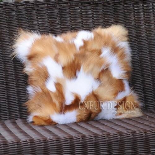 FREE SHIPPING CX-D-33B Super Quality Cushion Real Fox Fur Patchwork Fashion Pillow Cases Decorative Pillowcases