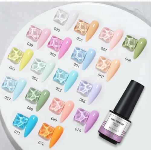 Color55-72 7ml Soak Off Nail Gel Polish Semi Permanent UV LED Nail Art Gel Polish Varnish Long Lasting Matte Base Top 1Pc