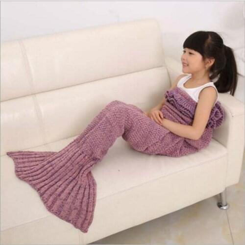 New childrens mermaid with ruffled side Blanket Knitting girls Creative sofa sleeping blanket Air conditioning blanket