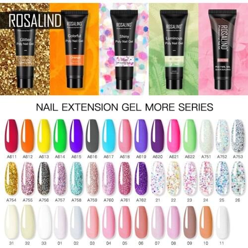 ROSALIND Gel for Nails Extensions Poly UV Builder Gel Nail Polish Lacquer 15ml/30ml Nail Art Design All For Manicure Top Base