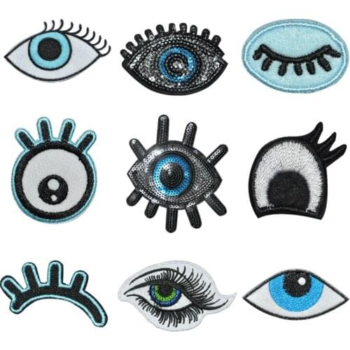 Eye Patch Sticker Iron on Clothes DIY Cool Heat Transfer Sexy Mouth Applique Embroidered Application Cloth Fabric Sequin Patches
