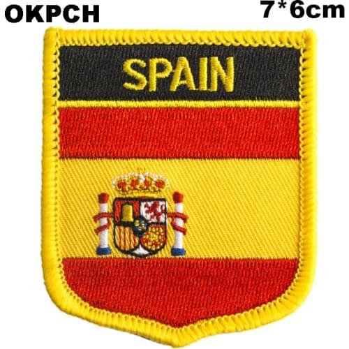 Spain Flag sew on patches embroidery patches sequins iron on patches for clothes diy clothing decoration PT0190-S