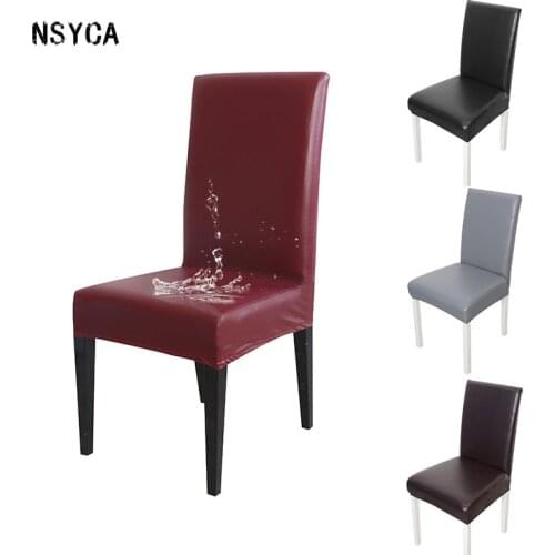 PU Leather Chair Cover Waterproof Oil And Antifouling Household Chair Cover Hotel Universal Connected Elastic Chair Cover
