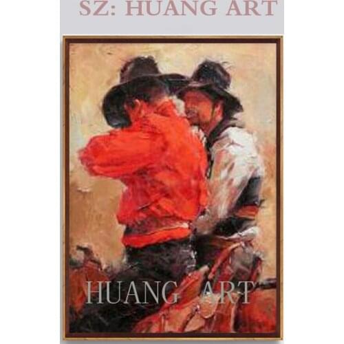 Animals and people combination oil painting villa decorates porch corridor Vintage Cowboy Oil Painting On Canvas Art Wall Decor