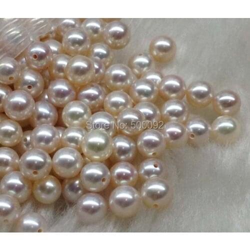 AAA GORGEOUS 8MM ROUND HALF DRILLED CULTURED FRESHWATER PEARL