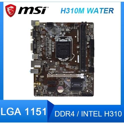 For MSI H310M WATER Desktop Mainboard Intel H310 LGA 1151 DDR4 32GB PCI-E 3.0 SATA III VGA DVI Micro ATX Used Motherboard