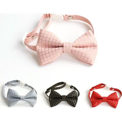 Fashion Plaid Cats Bow Tie Cute Bowknot Puppy Collars Adjustable Kitten Necklace Quick Release Chihuahua Necktie