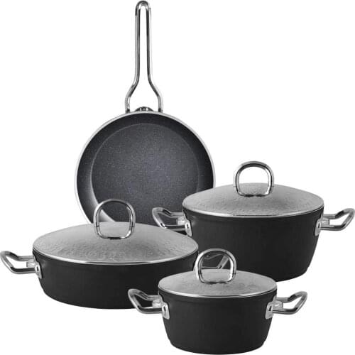 Emsan Helis Arya 7 Piece Granite Cookware Set Metal