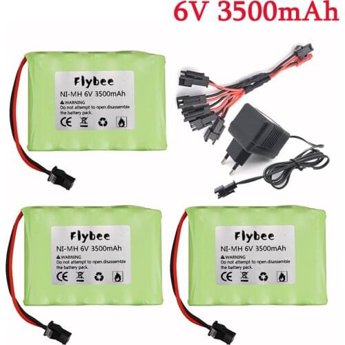 Upgrade 6v 3000mAh 3500mah Battery and Charger For RC Cars Robots Tanks Gun Boats 6v NiMH Battery Aa 3000mah 6v Battery Pack