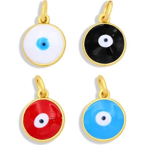 OCESRIO Brass 18K Gold Plated Evil Eye Enamel Charms for Jewelry Making Bulk Small Charms Jewelry Making Supplies chma060