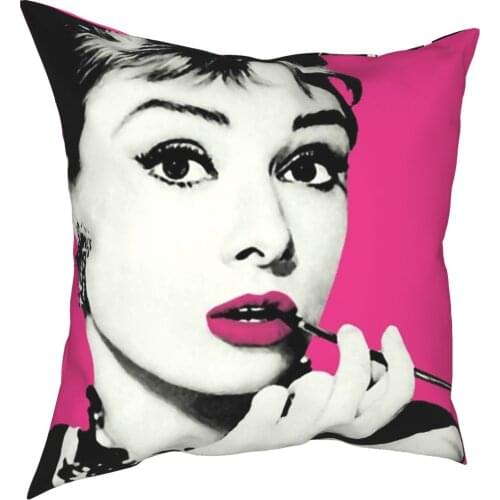 Audrey Hepburn Purple Pillowcover Decoration Retro Art Cushions Throw Pillow for Living Room Polyester Double-sided Printing