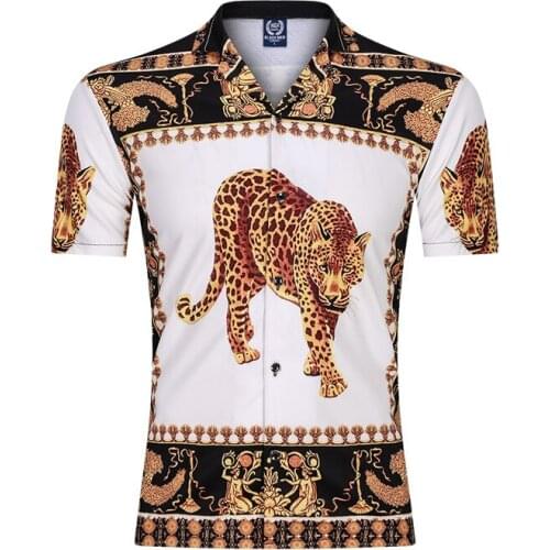 New Men Shirt Beach Casual Shirts Printed Summer Short Sleeve Fashion Loose Streetwear Gym Sportwear Hip Hop Camisa Male Blouse