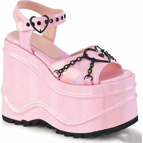 Women Platform Sandals Summer Fashion Casual Chain Buckle Strap Wedge Sandals Gladiator Trend Cool Plus Size High Heel Sandals43