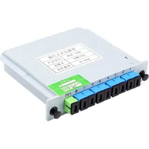 SC UPC 1X8 Fiber Optical Splitter Cassette Card Insertion FTTH ABS PLC Planar Waveguide Type Optical splitter Free Shipping