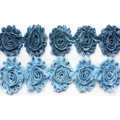 Shaby rosette Flower shabby flower chiffon rose flower chiffon Chiffon Flower shabby rose trim denim shabby 16yds/lot (2 denim)