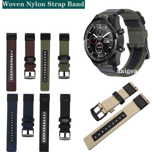 Woven Nylon Replacement Band Sport Strap for Ticwatch Pro 3 E2 S2 GTX strap loop 20mm 22mm