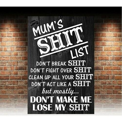 Vintage METAL Plaque MOMS MUMS Mother SH*T LIST Funny Rules KITCHEN Gift SIGN