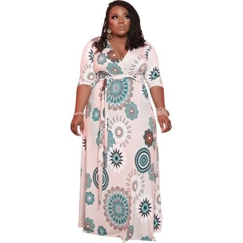 XL-5XL Plus Size Fashion Dashiki Print Ruffles Vestido 2021 New Arrival Robe Elegant African Party Dress African Dress For Women