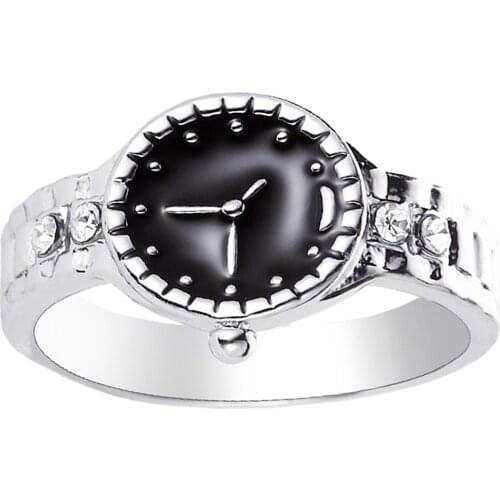 Creative Minimalist Ring Watch Crystal Rings for Women Birthday Size 7-9