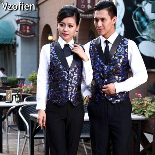 KTV Waiter Vest Nightclub Work Clothes Restaurant Waitress Overalls Hotel Catering Fast Food Shop Staff Cafeteria Uniform