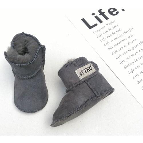 Winter Warm Snow Boots for Baby Leather Sheep Fur Toddler Botas Infant Boots Boy Girls Bootie Kids Snowshoes Handmade