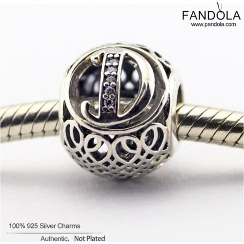 100% 925 Sterling Silver Bead Vintage Letter D Charms Fit Europe Bracelets DIY Beads for Jewelry Making Accessories kralen